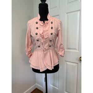 Stoosh Military Style Ruffle Jacket in Pink